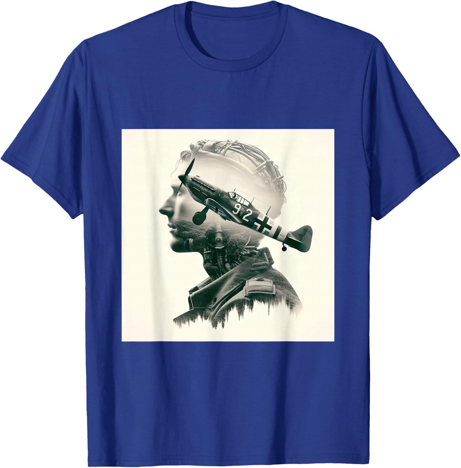 Aviation Legacy Silhouette Vintage Aircraft Enthusiast Art T-Shirt - T-Shirt | Royal
