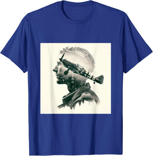 Aviation Legacy Silhouette Vintage Aircraft Enthusiast Art T-Shirt - T-Shirt | Royal