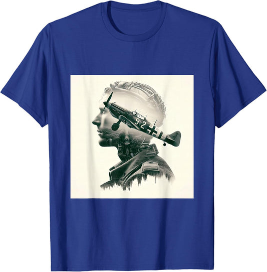 Aviation Legacy Silhouette Vintage Aircraft Enthusiast Art T-Shirt - T-Shirt | Royal