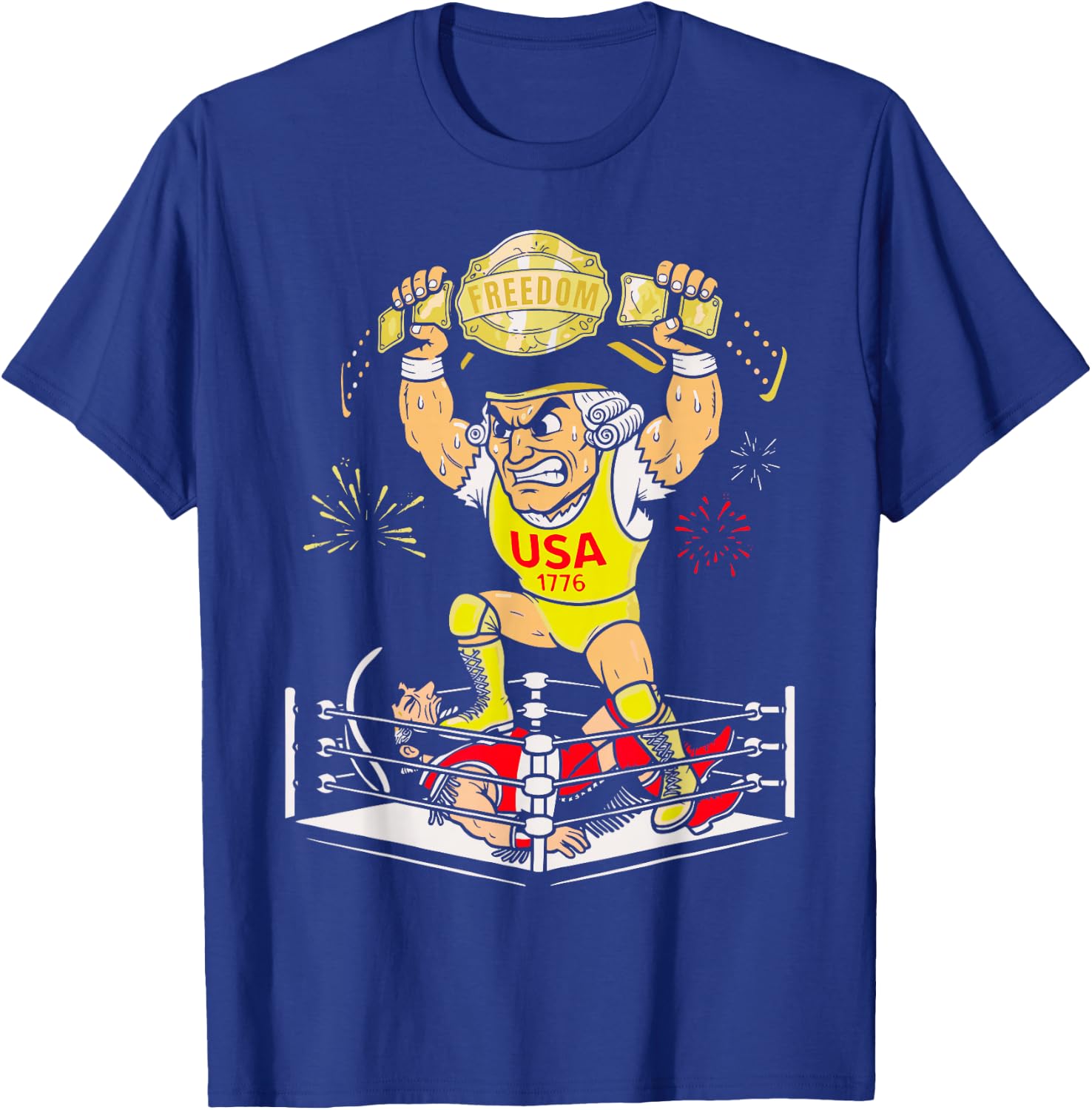 250 Years George Washington Wrestling USA 1776 4th of July T-Shirt - T-Shirt | Royal