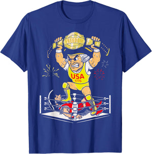 250 Years George Washington Wrestling USA 1776 4th of July T-Shirt - T-Shirt | Royal