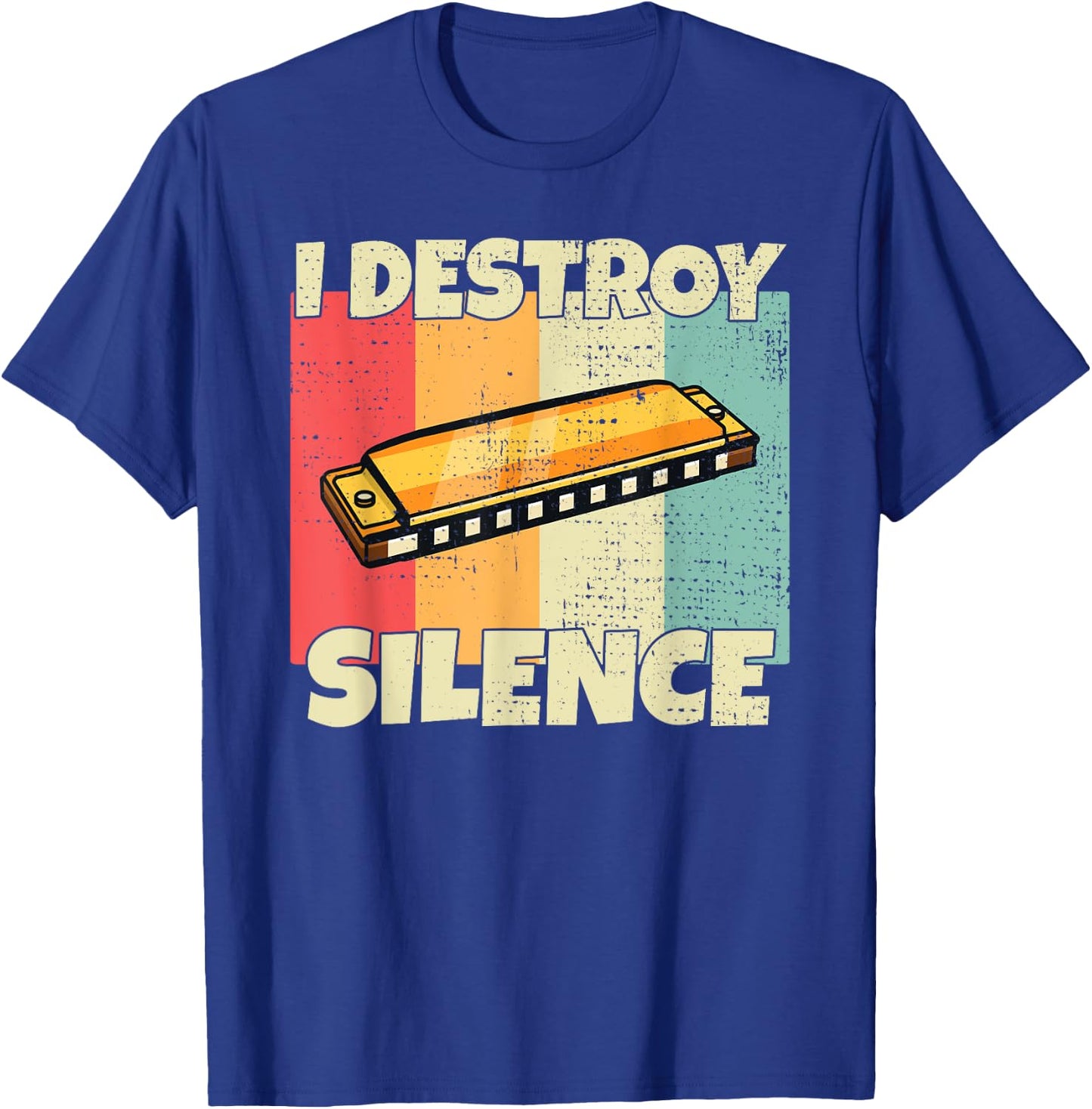 Funny Harmonica instrument I Destroy Silence for Harmonica T-Shirt - T-Shirt | Royal