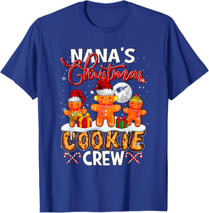 Nana's Christmas Cookie Crew Three Santa Gingerbread Baker T-Shirt - T-Shirt | Royal