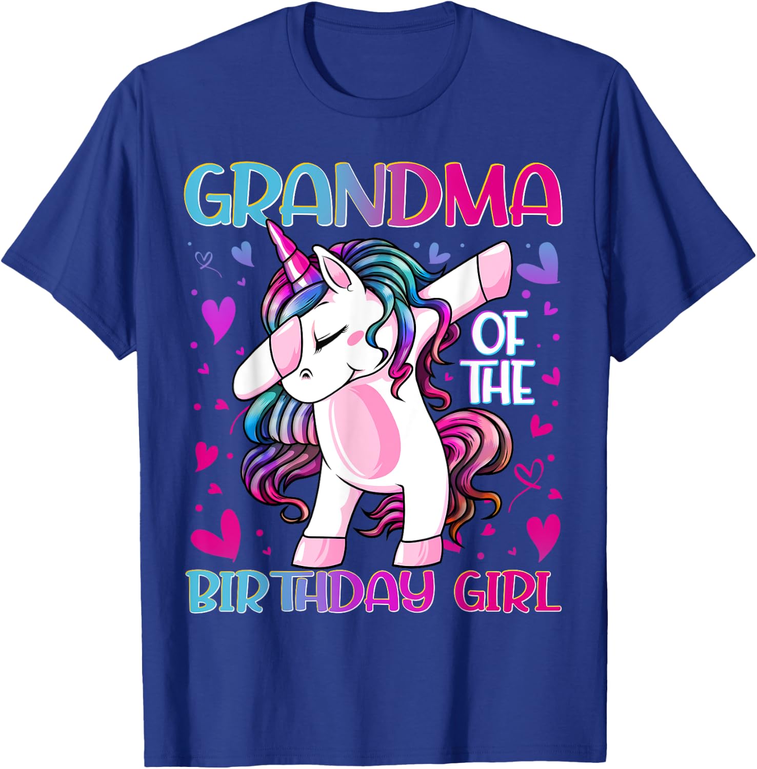 Grandma of the Birthday Girl Dabbing Unicorn Grandmother T-Shirt - T-Shirt | Royal
