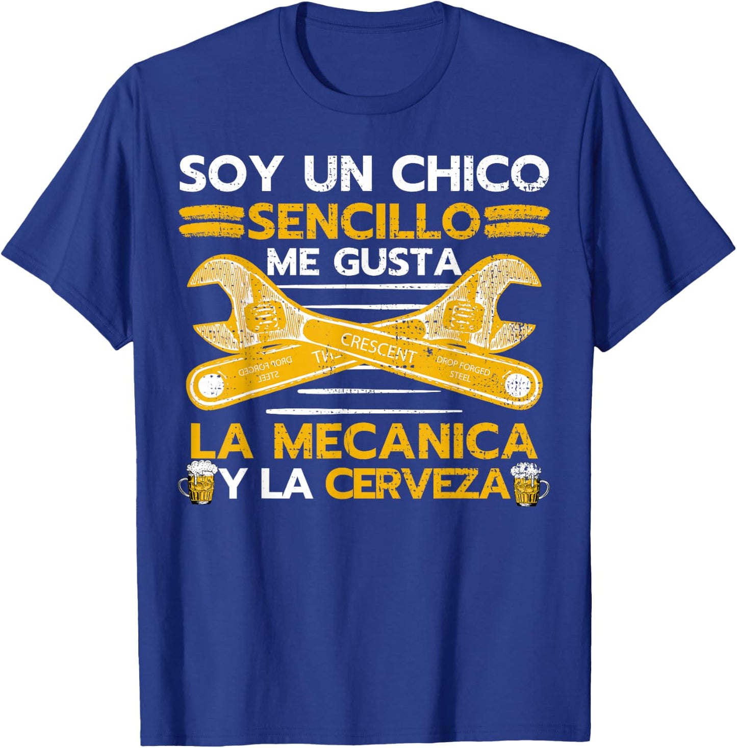 Mecánica y Cerveza, Chico Sencillo Mecanica Cerveza T-Shirt - T-Shirt | Royal