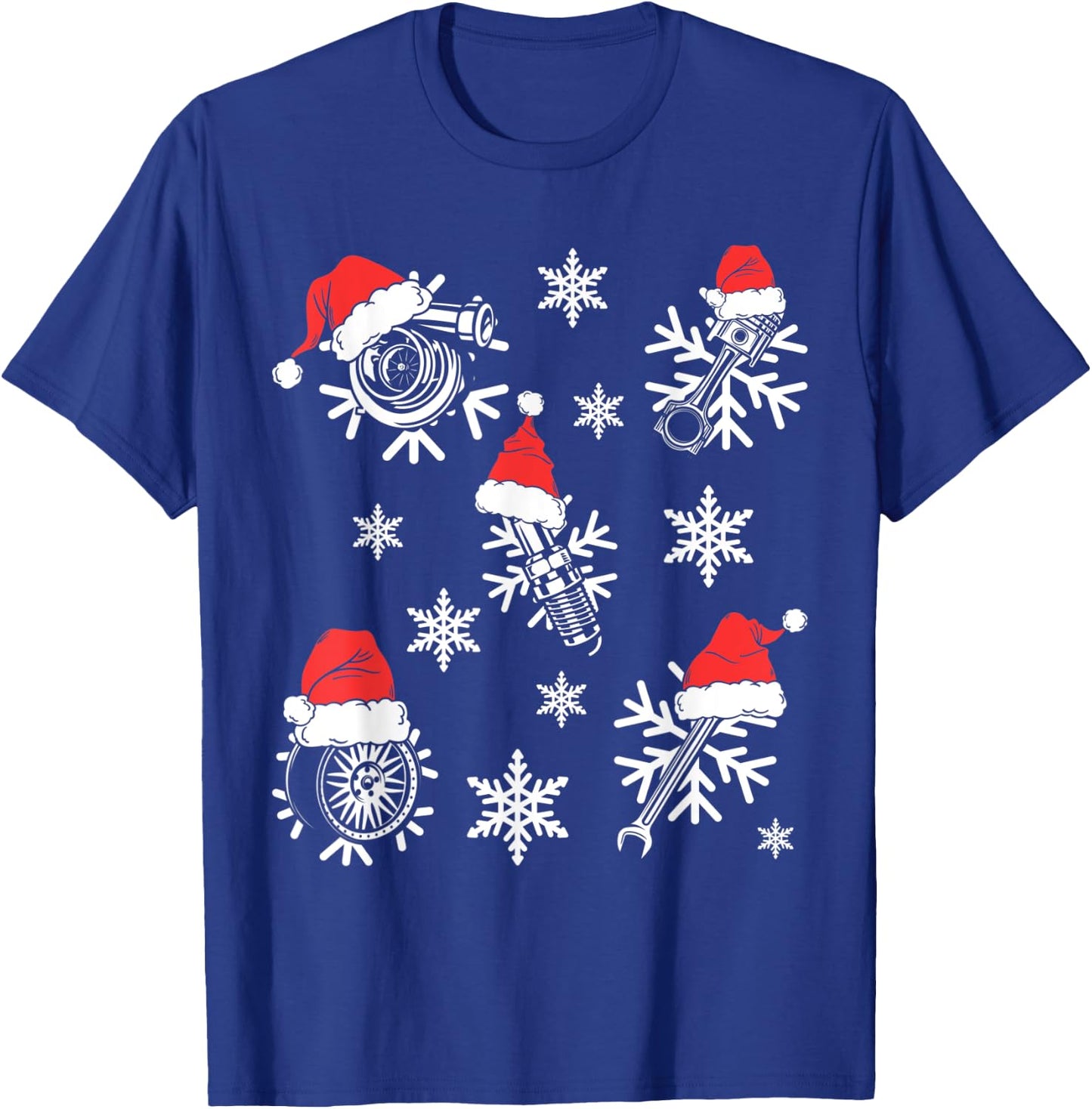 Funny Car Enthusiast Auto Mechanic Car Parts Ugly Christmas T-Shirt - T-Shirt | Royal