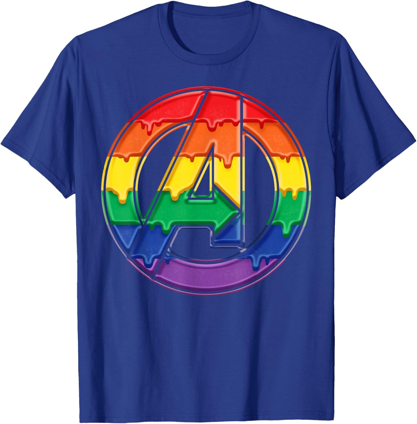 Marvel Avengers Rainbow Drip Logo T-Shirt - T-Shirt | Royal