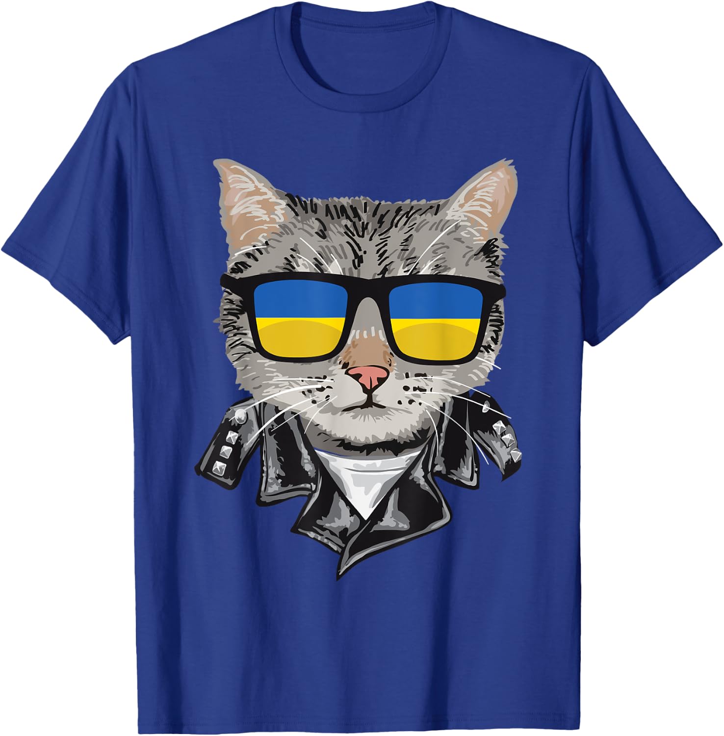 Cat Ukraine Flag Sunglasses - Cool Ukrainian Cat Women T-Shirt - T-Shirt | Royal