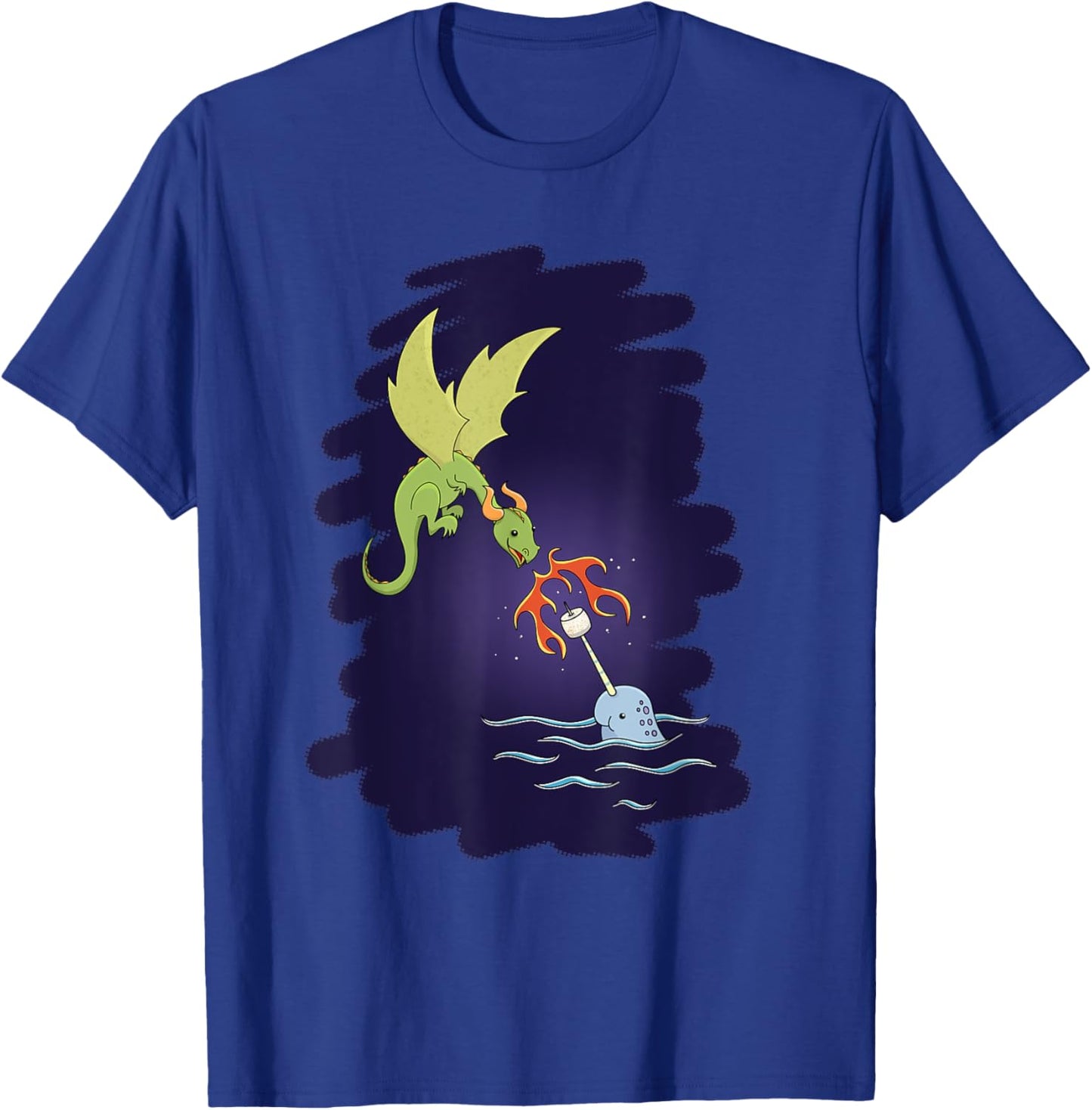 Dragon & Narwhal Campfire Marshmallow Roast, Teamwork T-Shirt - T-Shirt | Royal