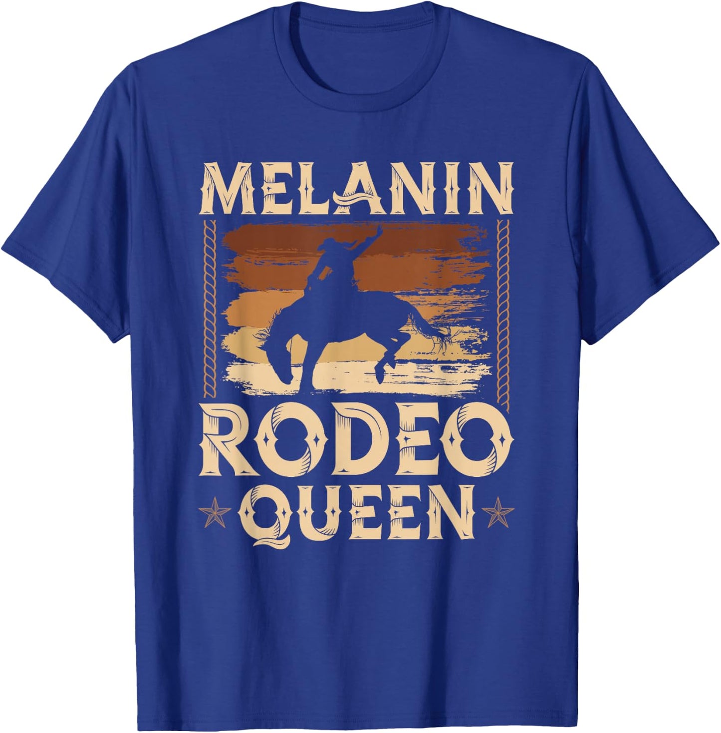 Bronc Riding Melanin Rodeo Queen African American Cowgirl T-Shirt - T-Shirt | Royal