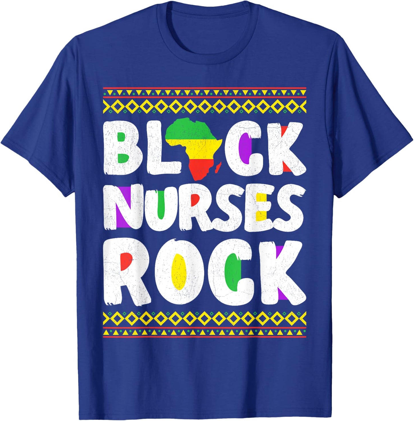 African American Black Nurse Rock Juneteenth T-Shirt - T-Shirt | Royal