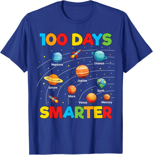 100 Days of School Shirt Astronaut Space 100 Days Smarter T-Shirt - T-Shirt | Royal