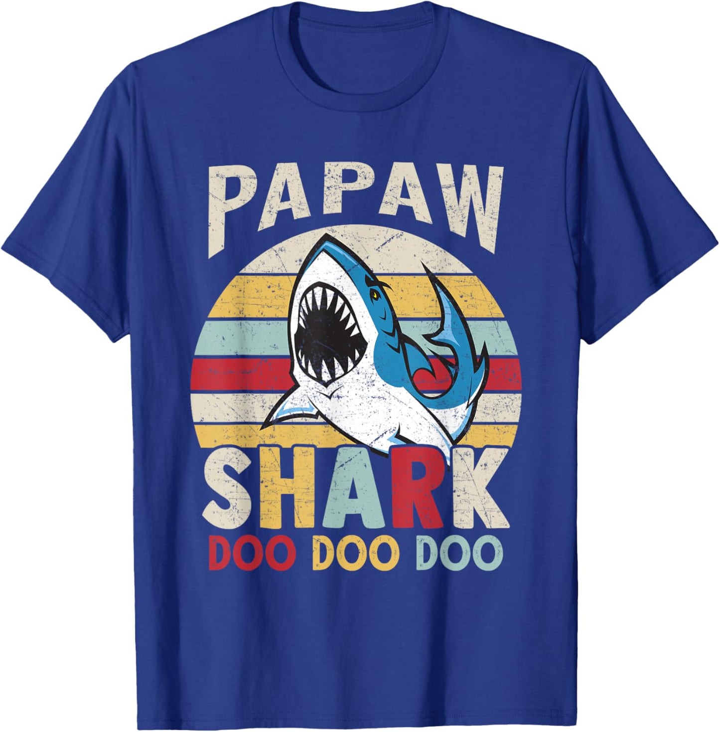 FAMILY 365 Fathers Day Funny Papaw Shark Grandpa Gift Men T-Shirt - T-Shirt | Royal
