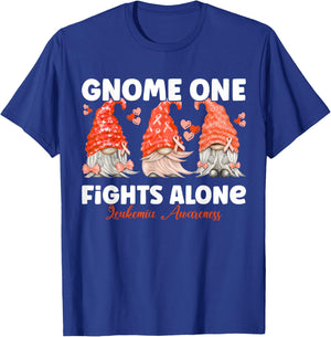 Gnome One Fights Alone Orange Leukemia Awareness T-Shirt - T-Shirt | Royal