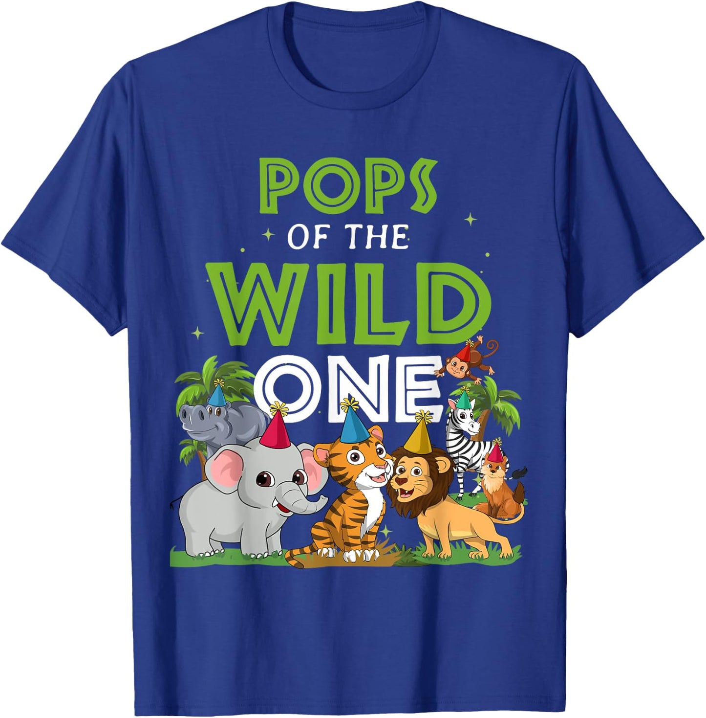 Pops of the Wild One Zoo Birthday Safari Jungle Animal T-Shirt - T-Shirt | Royal