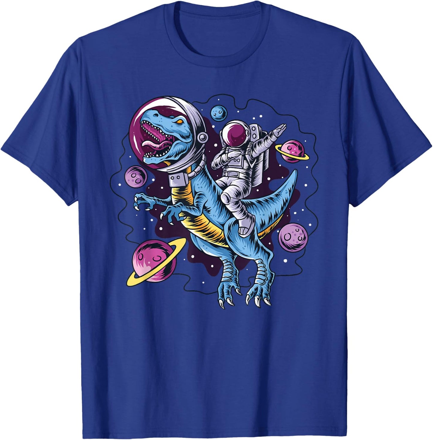 Dabbing Astronaut T-Rex Dinosaur Space All Moon Astronaut T-Shirt - T-Shirt | Royal