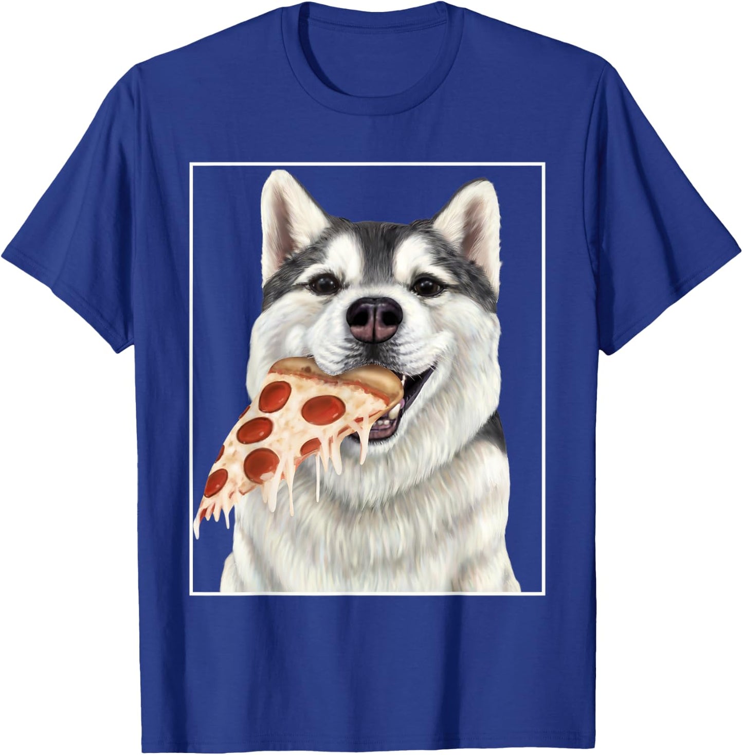 Husky eating pizza. - Dog with pizza slices Men Women Kids T-Shirt - T-Shirt | Royal