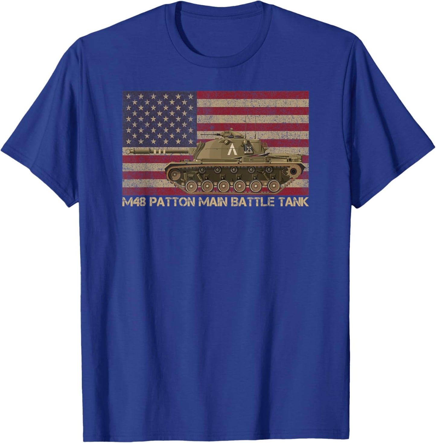 M48 Patton Main Battle Tank American Vintage USA Flag Tanks Women Kids Men T-Shirt - T-Shirt | Royal