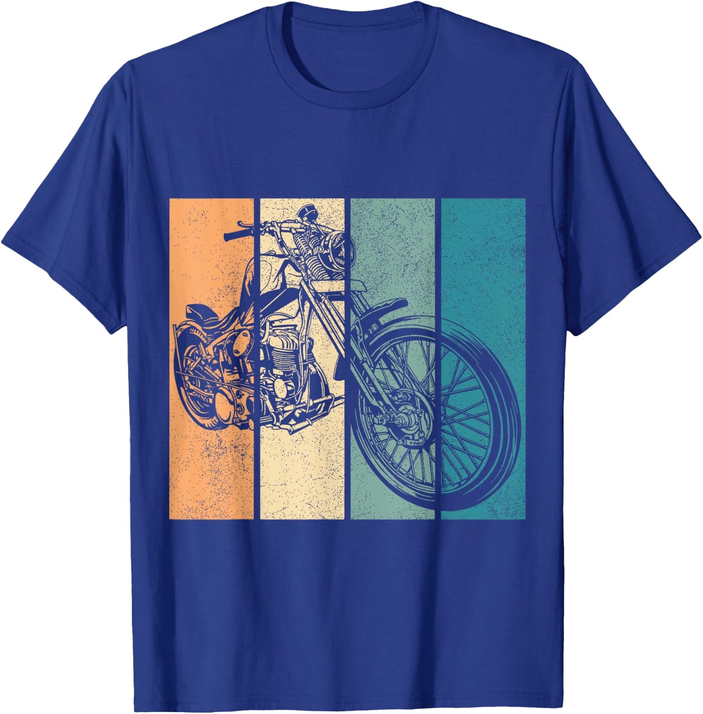 Vintage Retro Motorcycle Chopper Bikers Men Women Boys Girls T-Shirt - T-Shirt | Royal