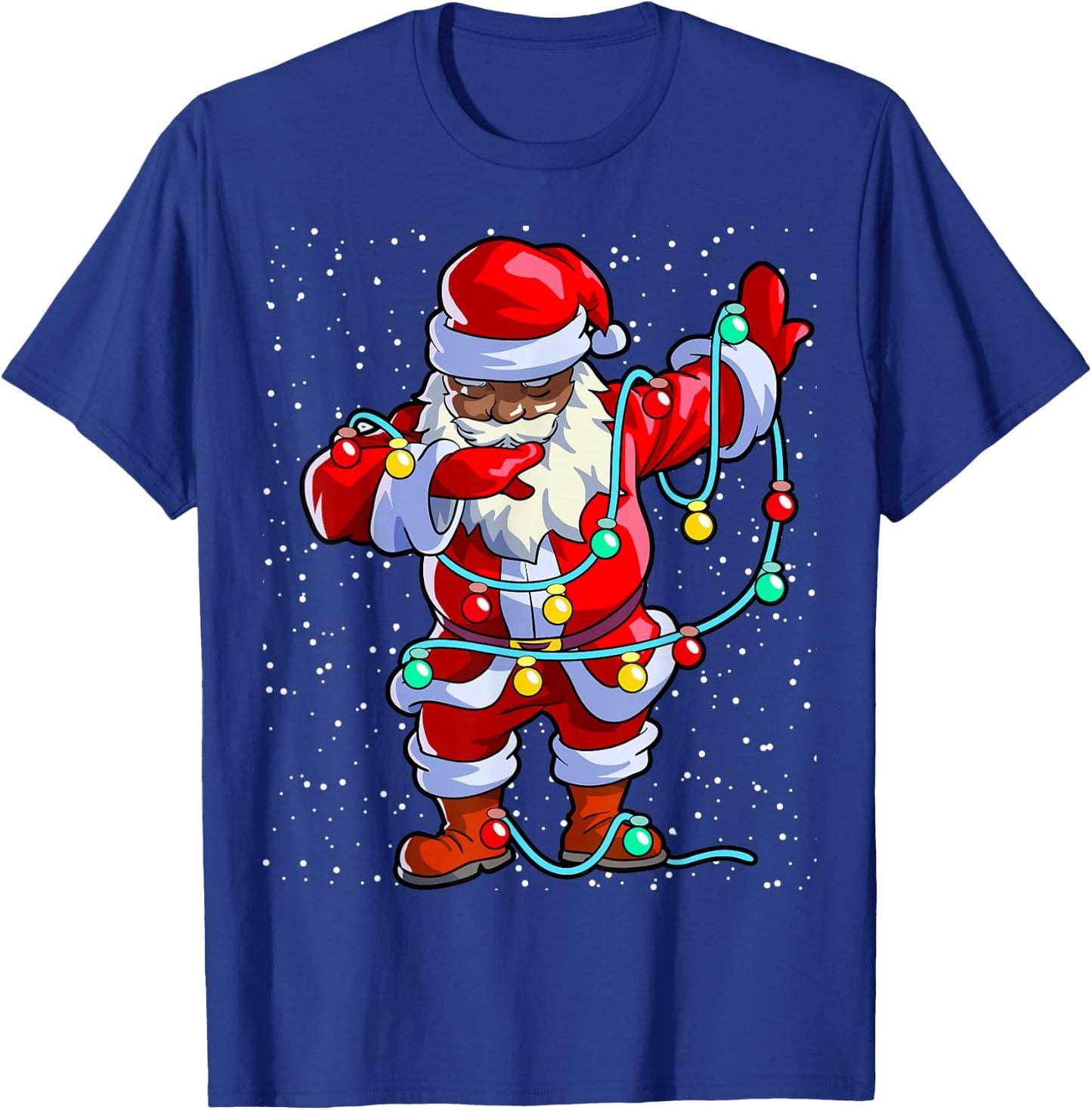 Santa Claus Black Christmas Afro African American Xmas T-Shirt - T-Shirt | Royal