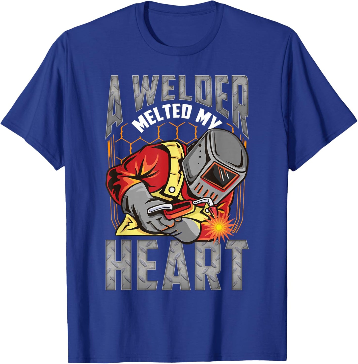 A Welder Melted My Heart Valentine Wife Girlfriend Welder T-Shirt - T-Shirt | Royal