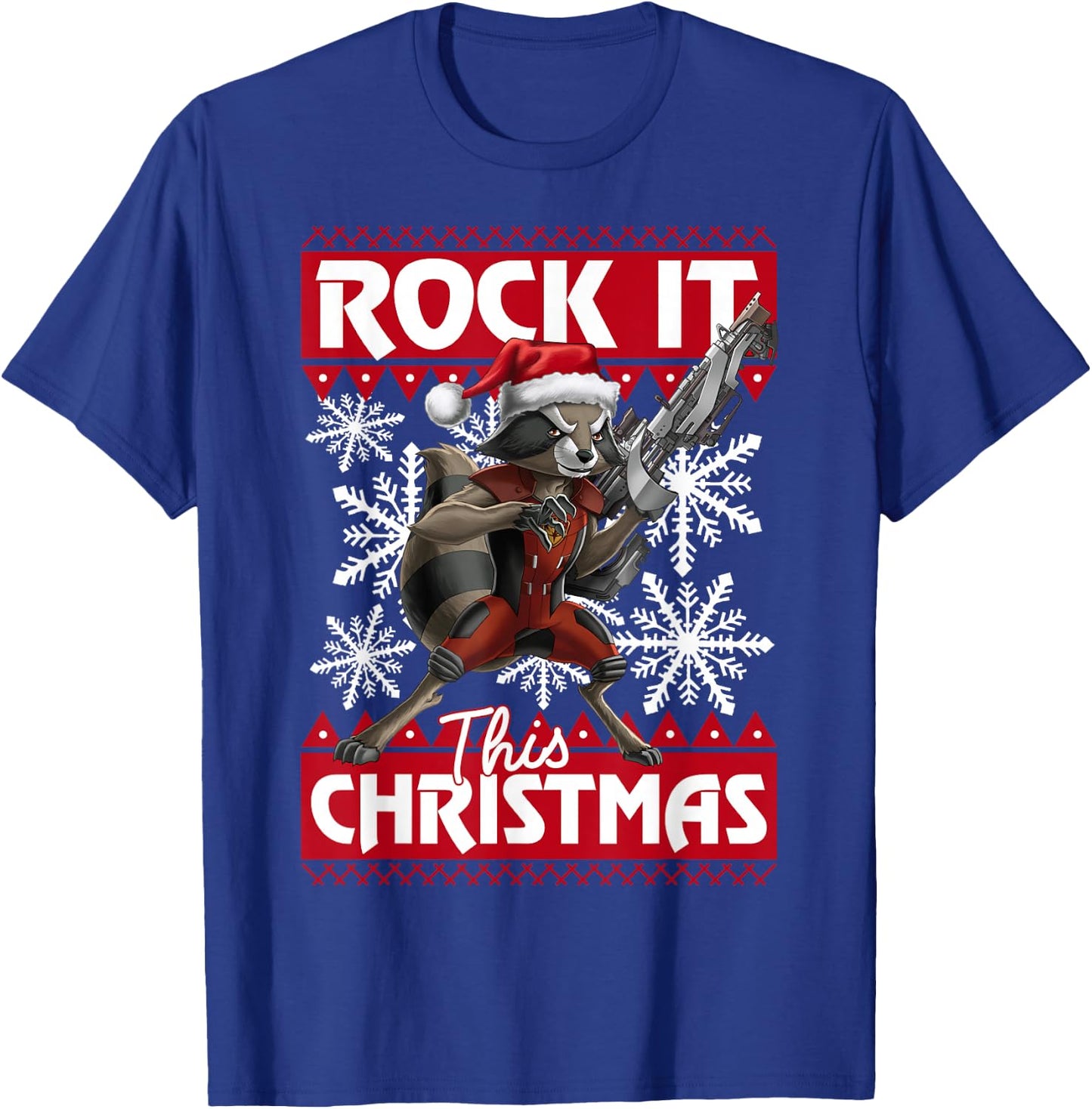 Marvel Guardians of The Galaxy Rocket Rock It This Christmas T-Shirt - T-Shirt | Royal