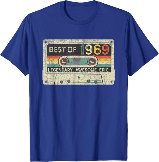 Vintage 1969 Limited Edition Cassette Tape 53th Birthday T-Shirt - T-Shirt | Royal
