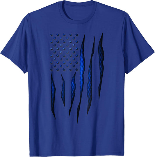 Blue Carbon Onyx American Flag Men T-Shirt - T-Shirt | Royal