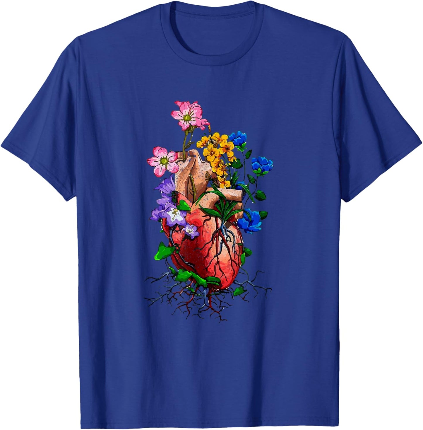 Floral Goth Anatomical Heart Show Love T-Shirt - T-Shirt | Royal