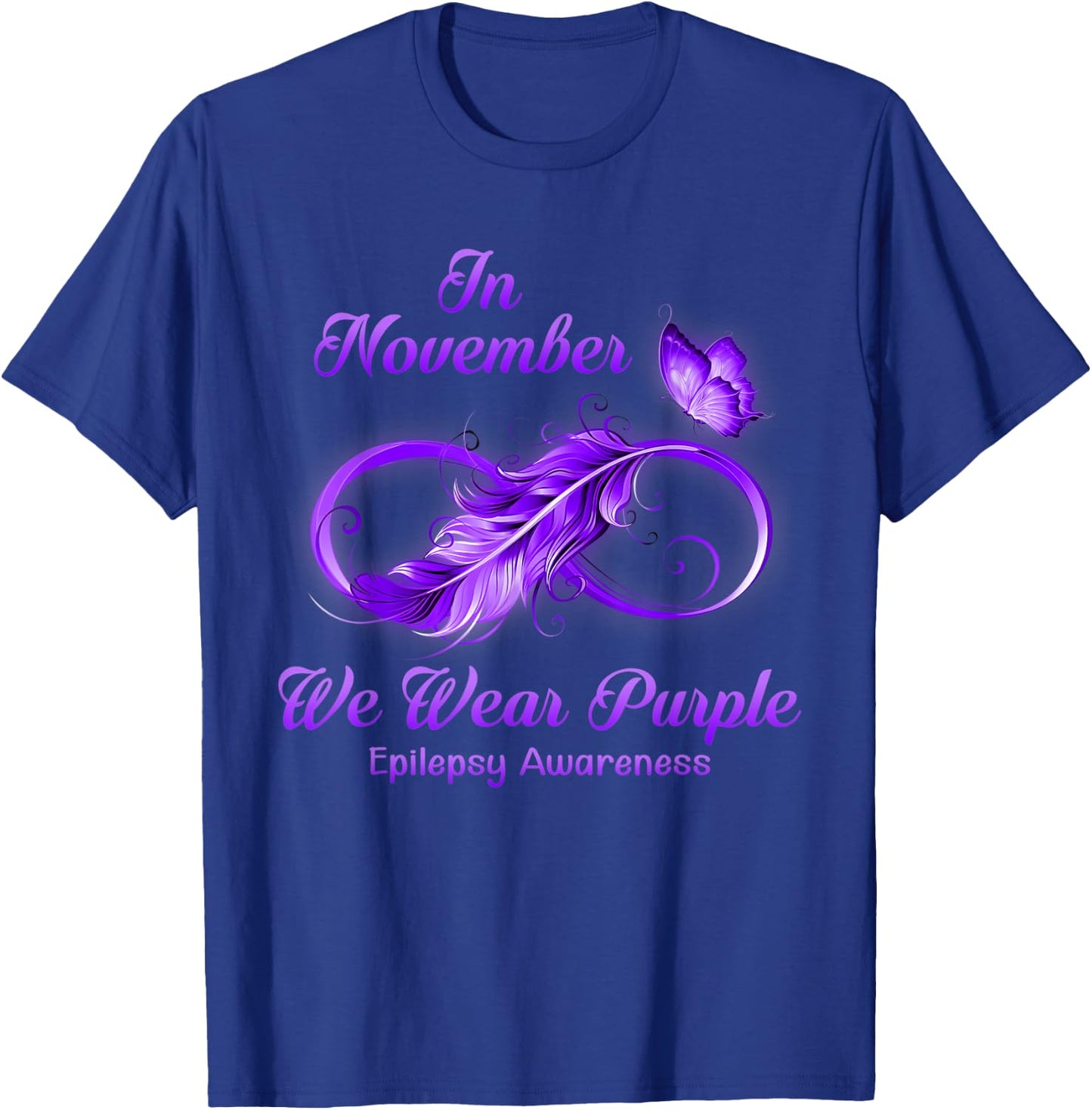 Butterfly In November We Wear Purple Epilepsy Awareness T-Shirt - T-Shirt | Royal