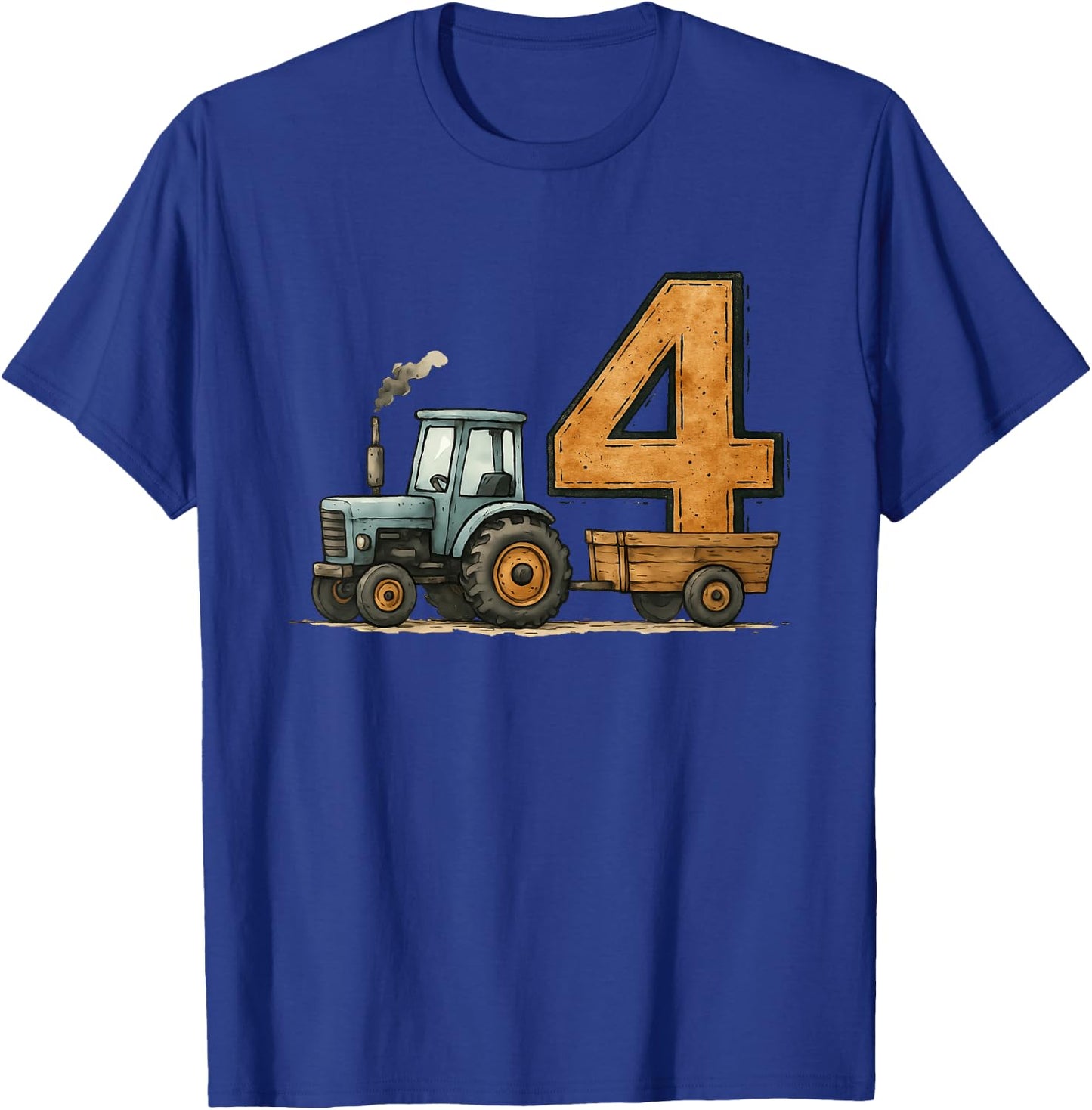 Kids Cute Tractor 4rd Birthday 4 Year Old Kids T-Shirt - T-Shirt | Royal
