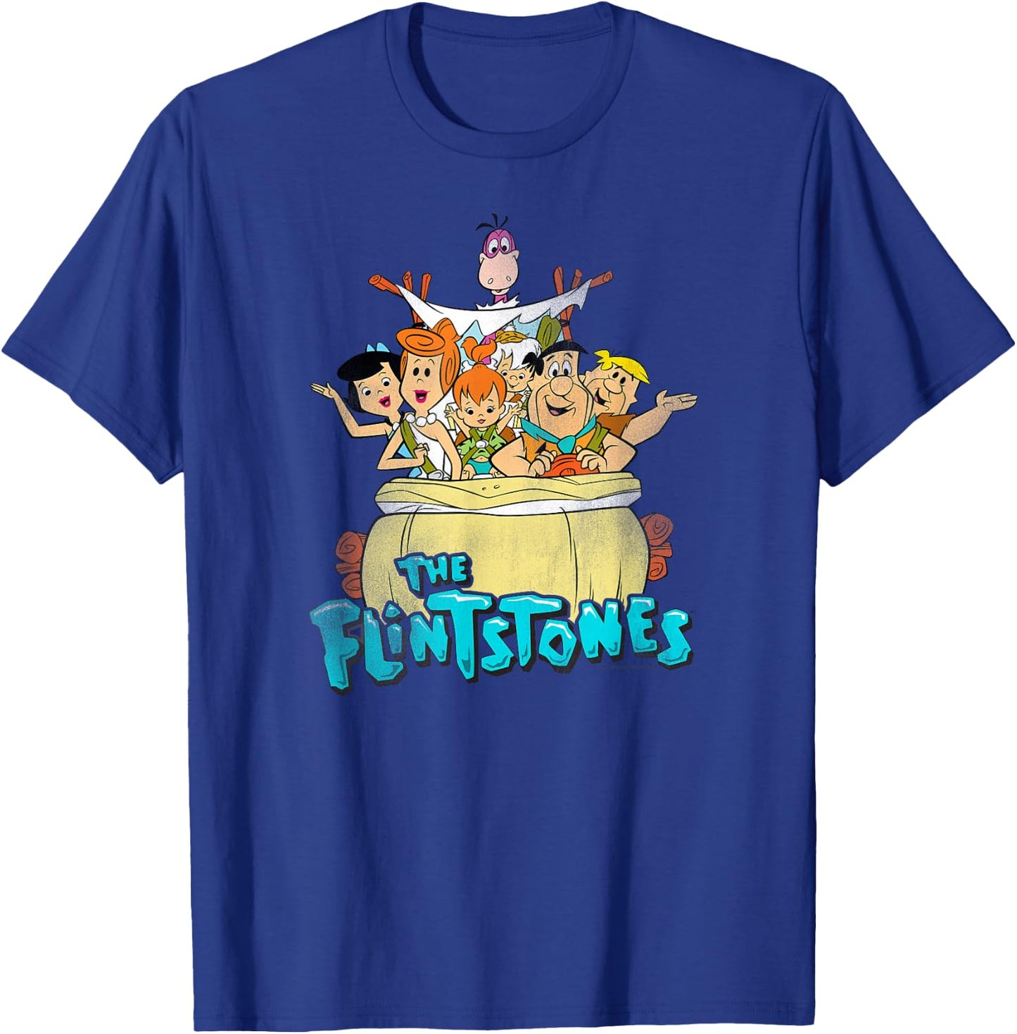 Popfunk The Flintstones Ride On Kids Blue Small Cartoon T-Shirt - T-Shirt | Royal