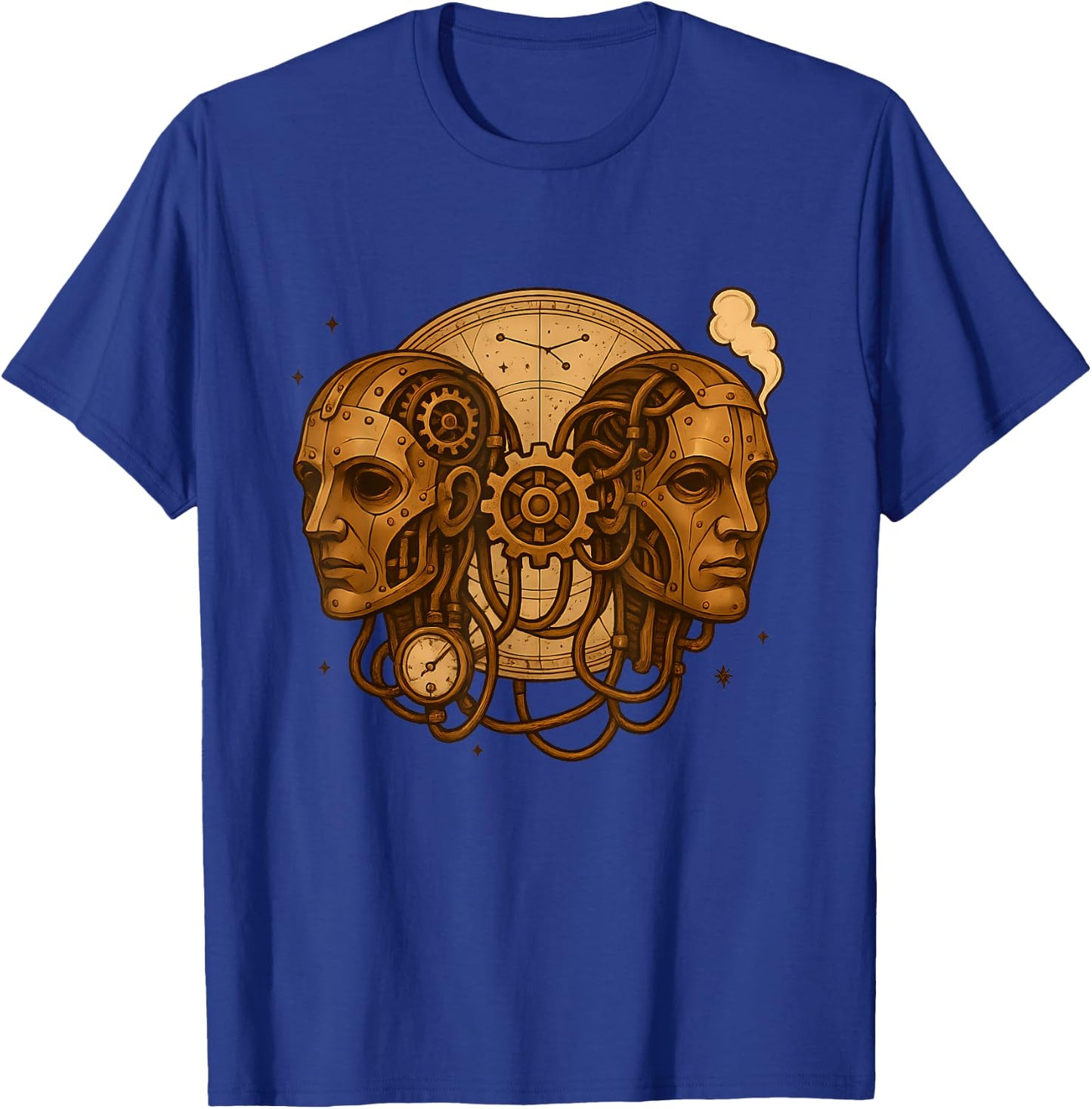 Gemini Steampunk Zodiac Twins Gear T-Shirt - T-Shirt | Royal