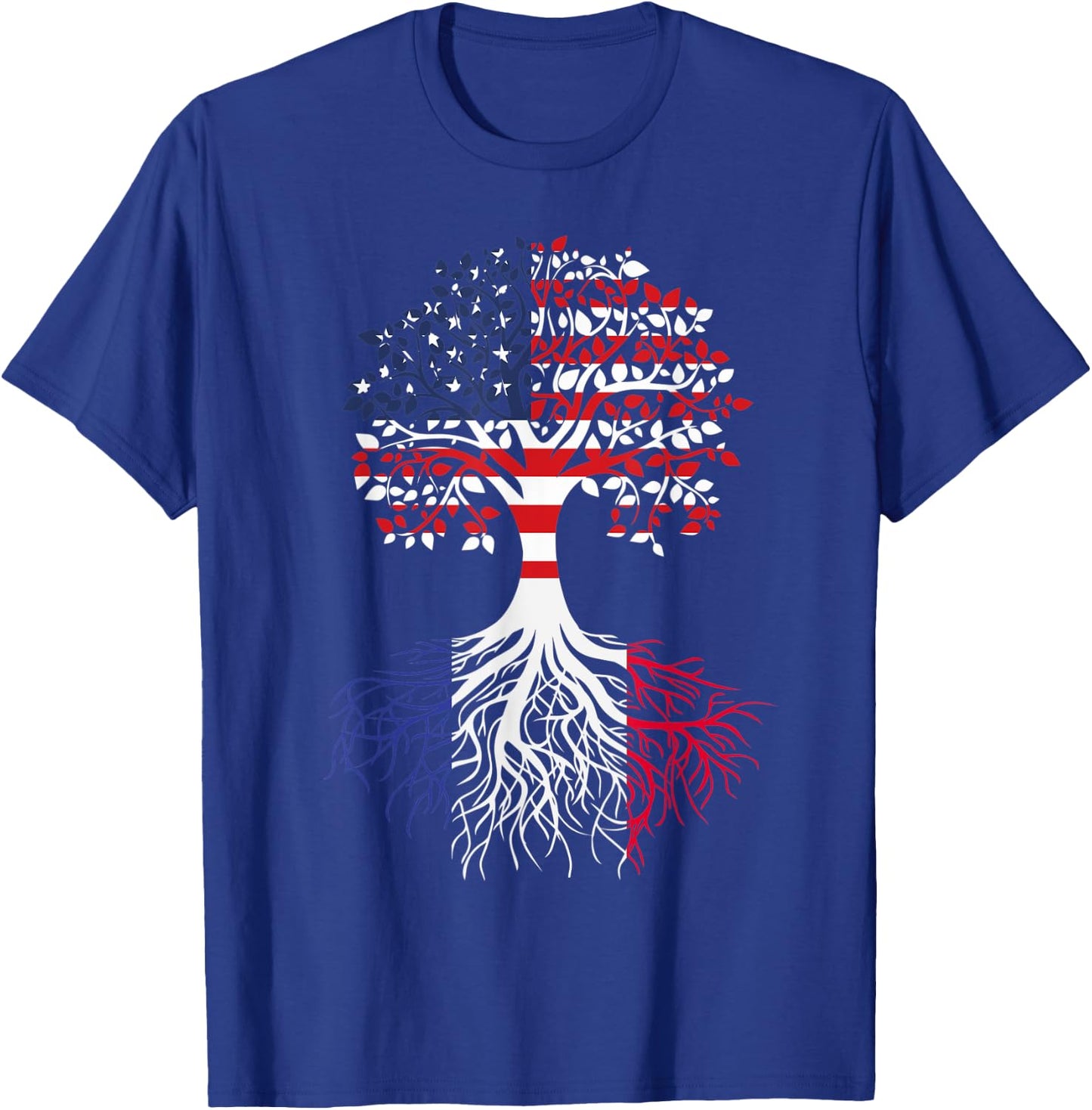 French Roots American Grown Tree Flag T-Shirt - T-Shirt | Royal