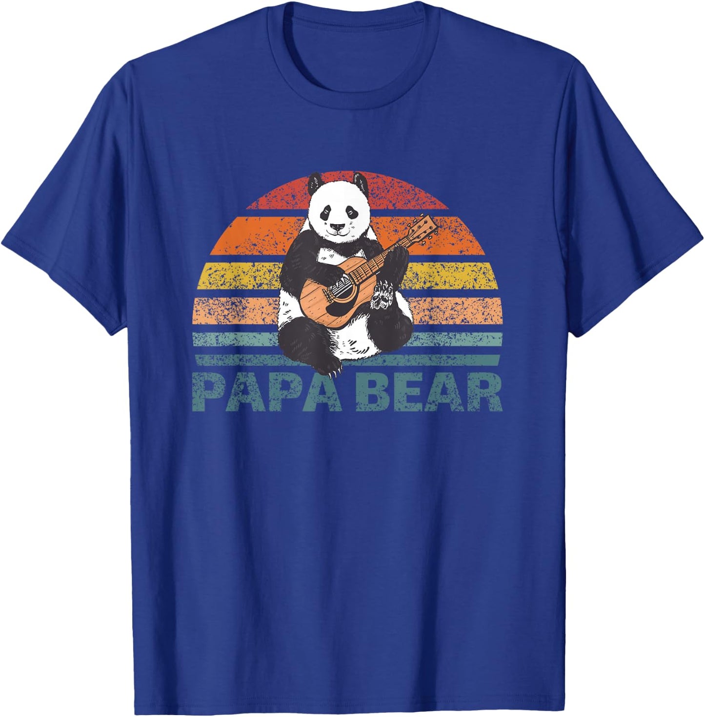 Papabear Father's Day Best Papa Plays Guitar Papa Panda T-Shirt - T-Shirt | Royal