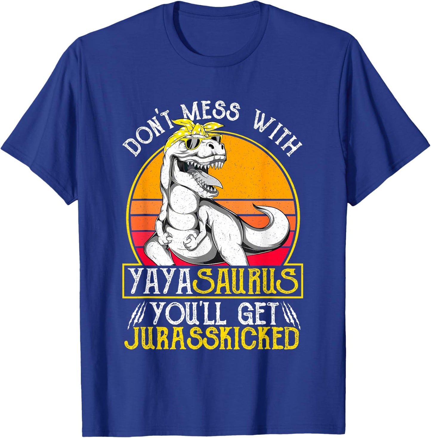 Vintage Jurasskicked Yaya Saurus T Shirt, Dino Greek Grandma T-Shirt - T-Shirt | Royal