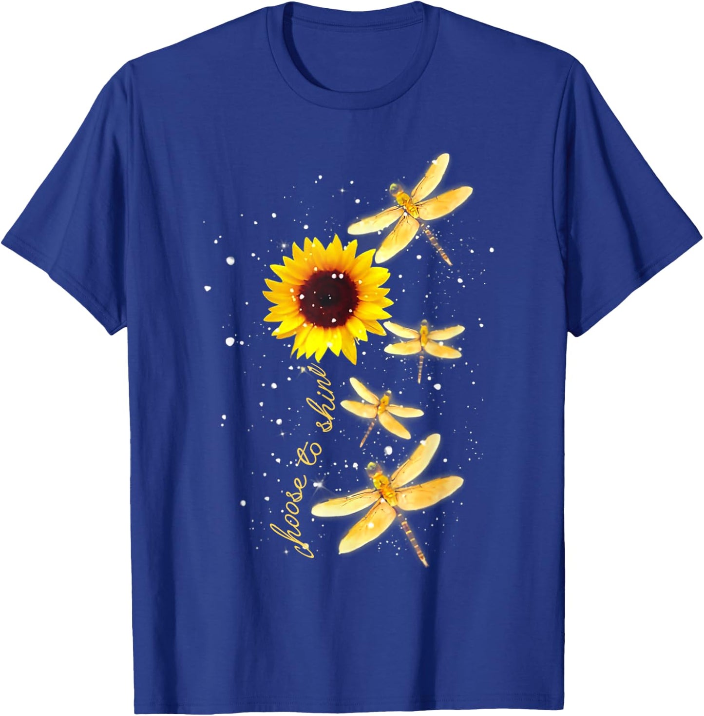 Dragonfly Sunflower Teacher Growth Mindset Choose To Shine Men Women Kids T-Shirt - T-Shirt | Royal