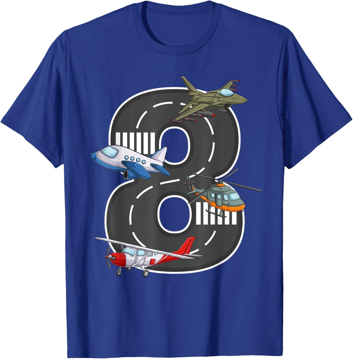 Little Pilot 8th Birthday Party 8 Eight Year Old Airplane T-Shirt - T-Shirt | Royal