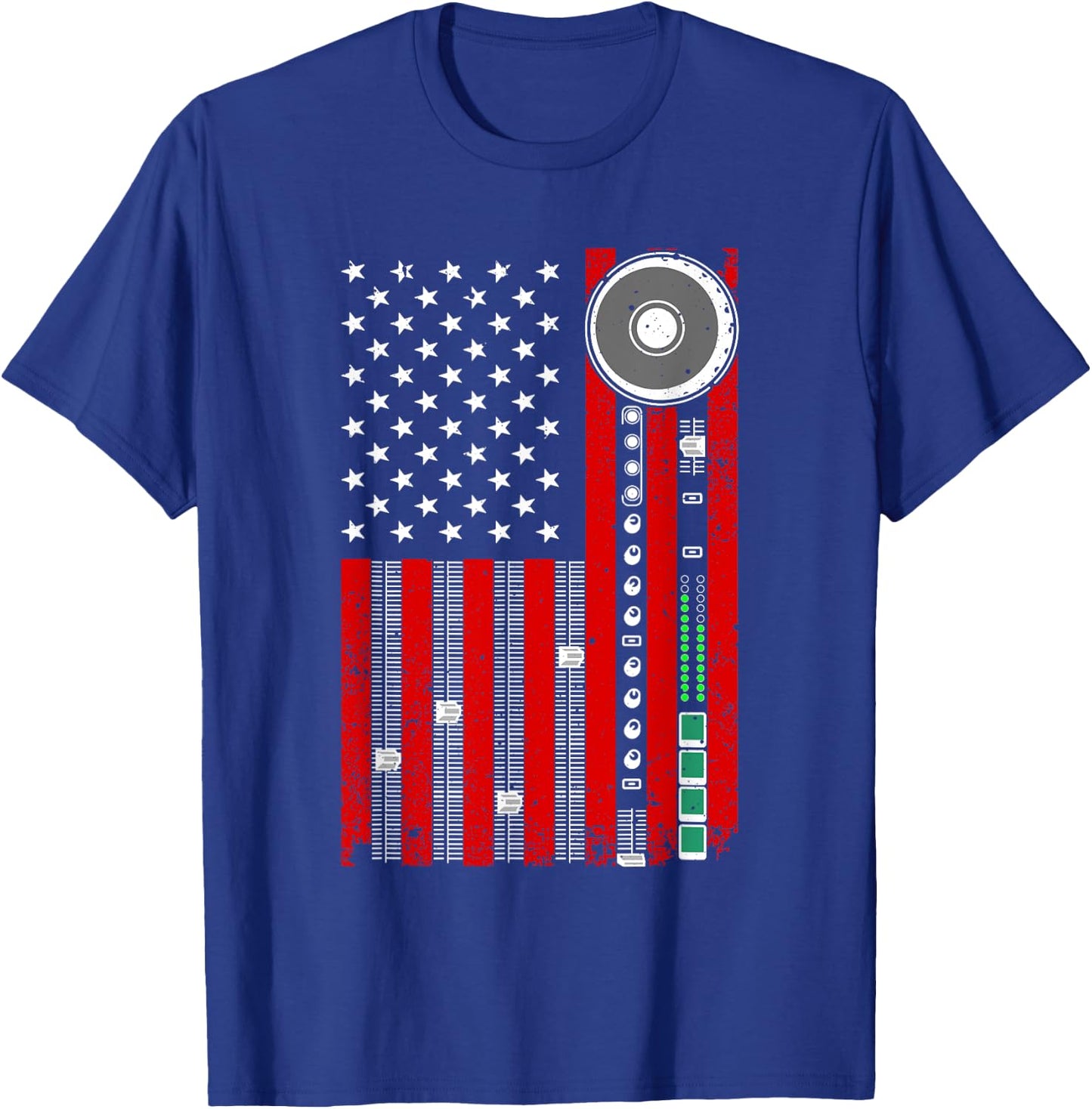 Cool Music Producer Women American Flag Patriotic DJ T-Shirt - T-Shirt | Royal