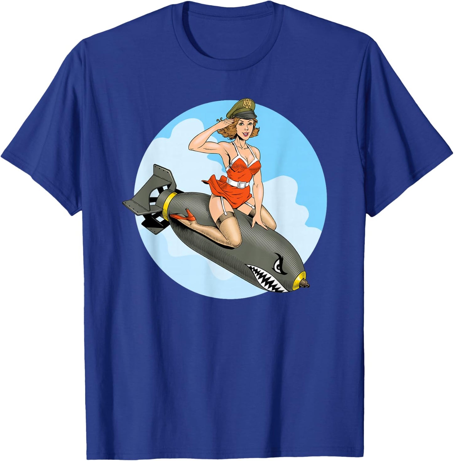 Pin Up Girl Bomber Aviation Bomb Pinup Girl T-Shirt - T-Shirt | Royal