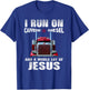 Caffeine Diesel Jesus Christian Trucker Gifts T-Shirt - T-Shirt | Royal