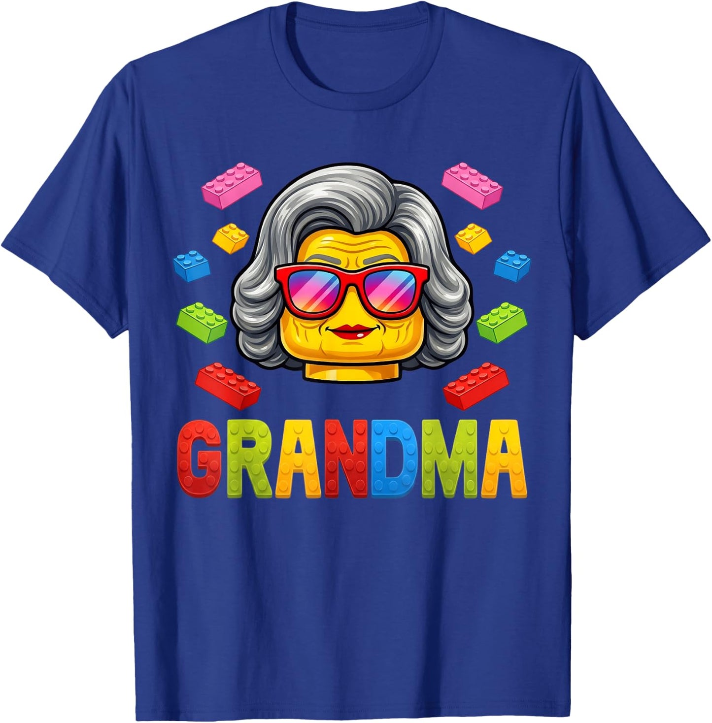 Grandma Master Builder Building Bricks Blocks Family Funny T-Shirt - T-Shirt | Royal