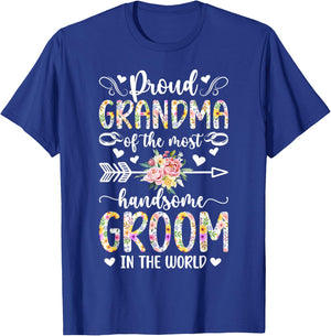 Proud Grandma of The Groom Grandma Grandmother of The Groom T-Shirt - T-Shirt | Royal