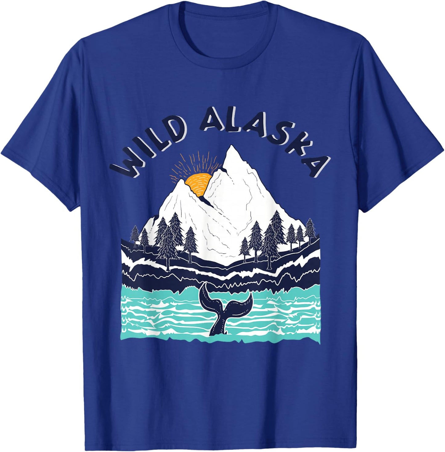 Vintage Alaska Wild Landscape Humpback Whale T-Shirt - T-Shirt | Royal