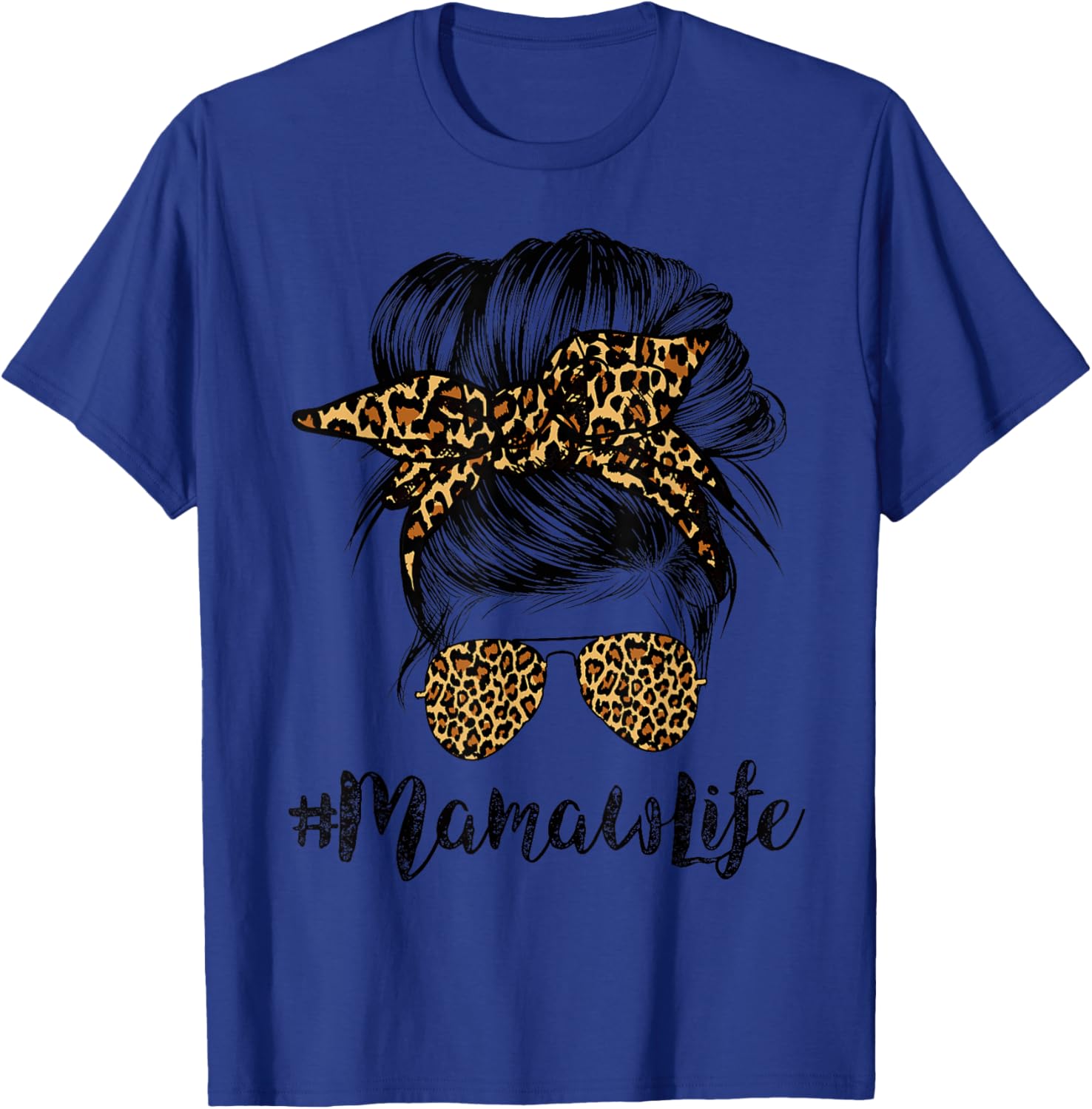 Mamaw Life Hair Bandana Glasses Leopard Print Mother's Day T-Shirt - T-Shirt | Royal