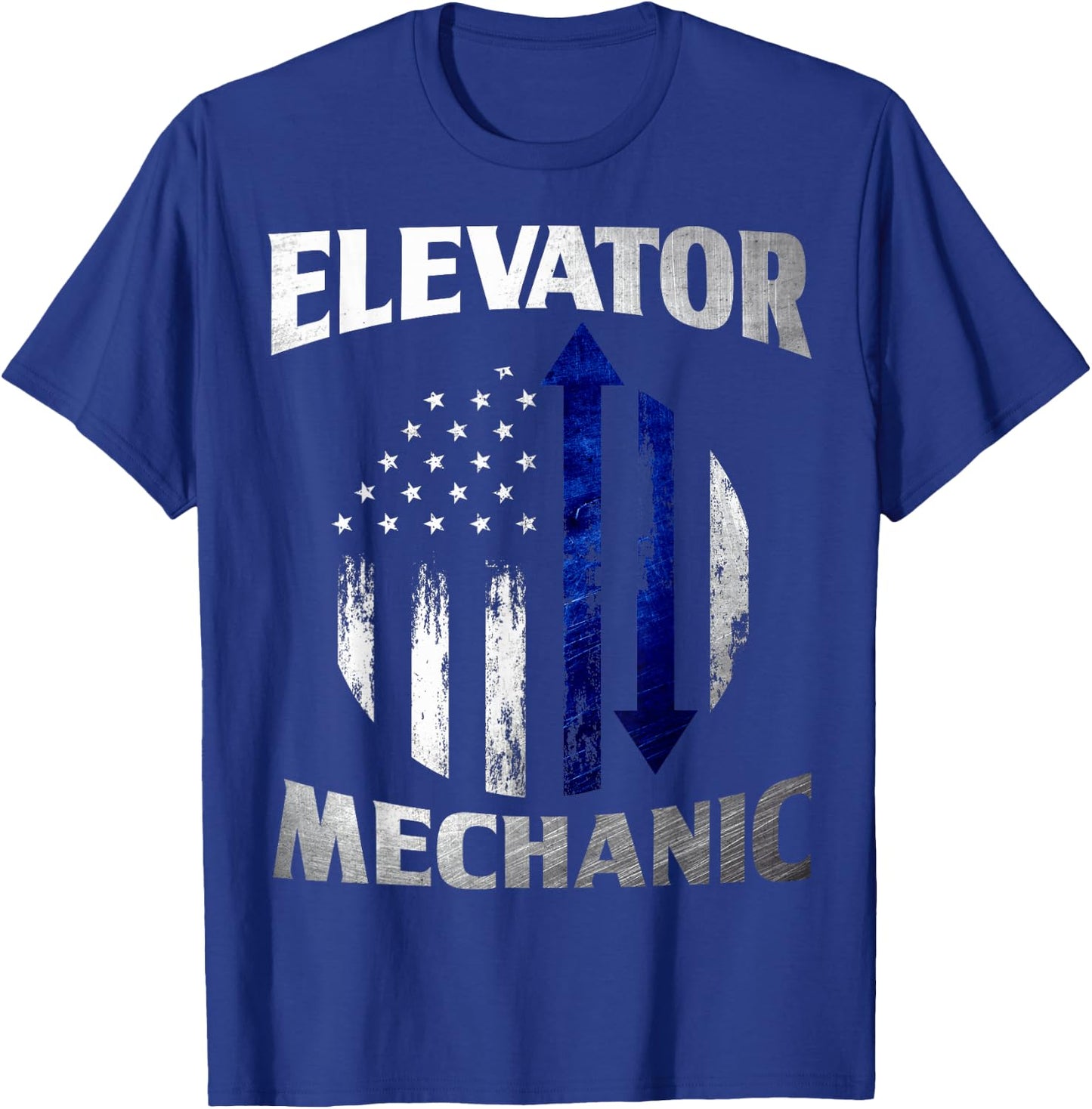 Elevator Mechanic American Flag Elevator Technician T-Shirt - T-Shirt | Royal
