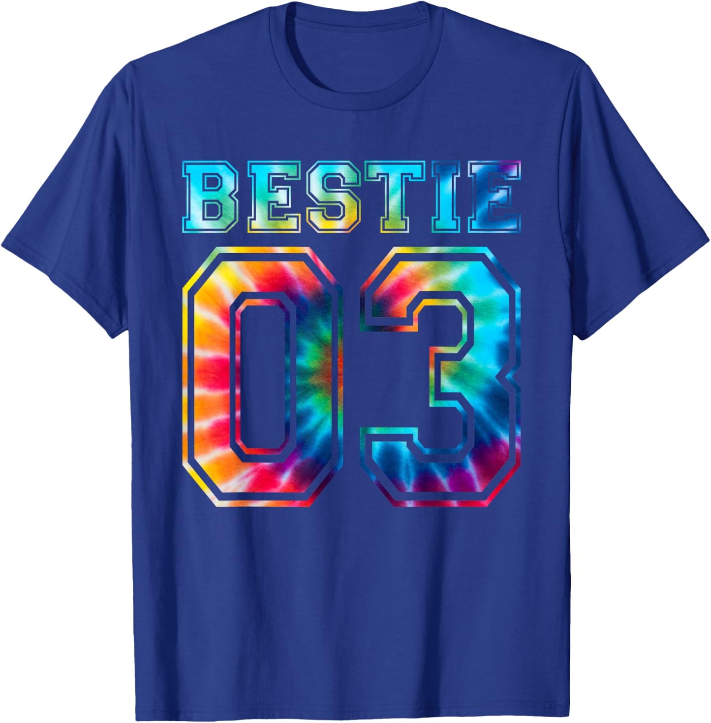 Bestie 03 Tie-Dye Pattern Matching Best Varsity School T-Shirt - T-Shirt | Royal