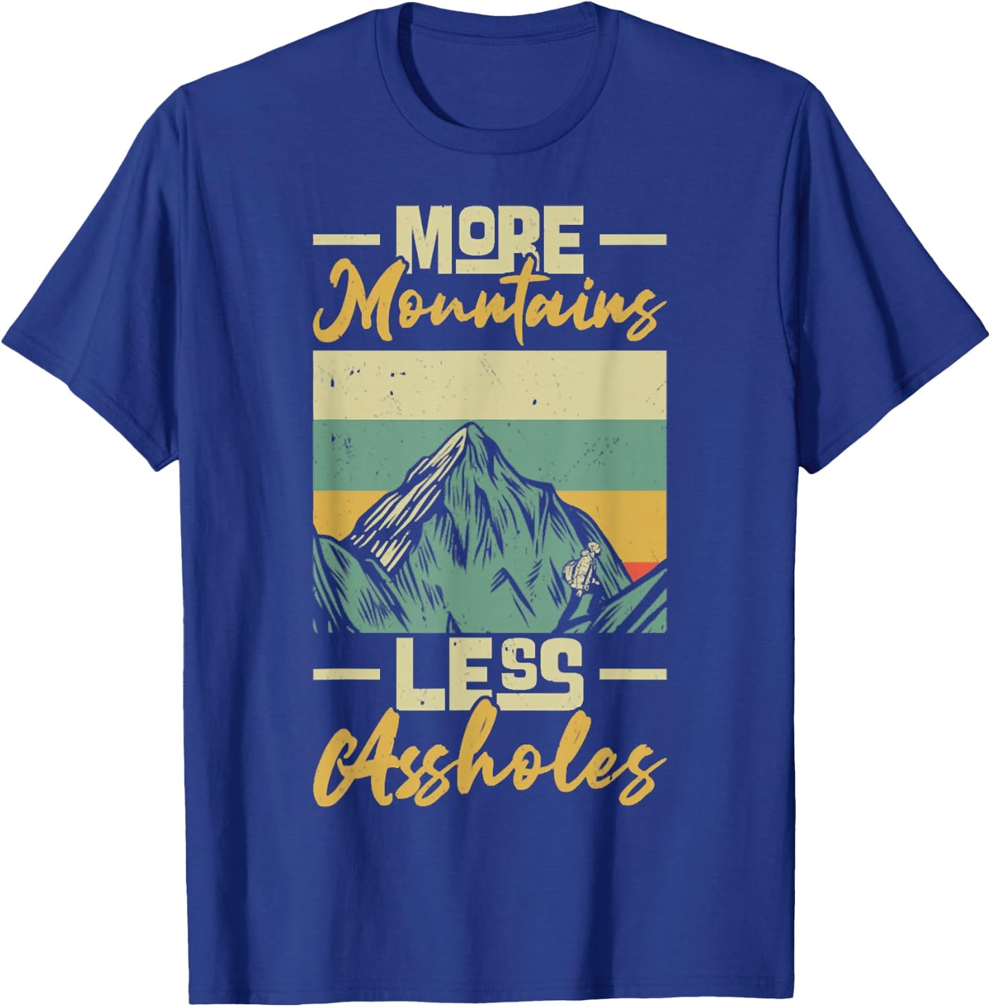 Vintage Hiker More Mountains Less Assholes, Outdoor Hiking T-Shirt - T-Shirt | Royal