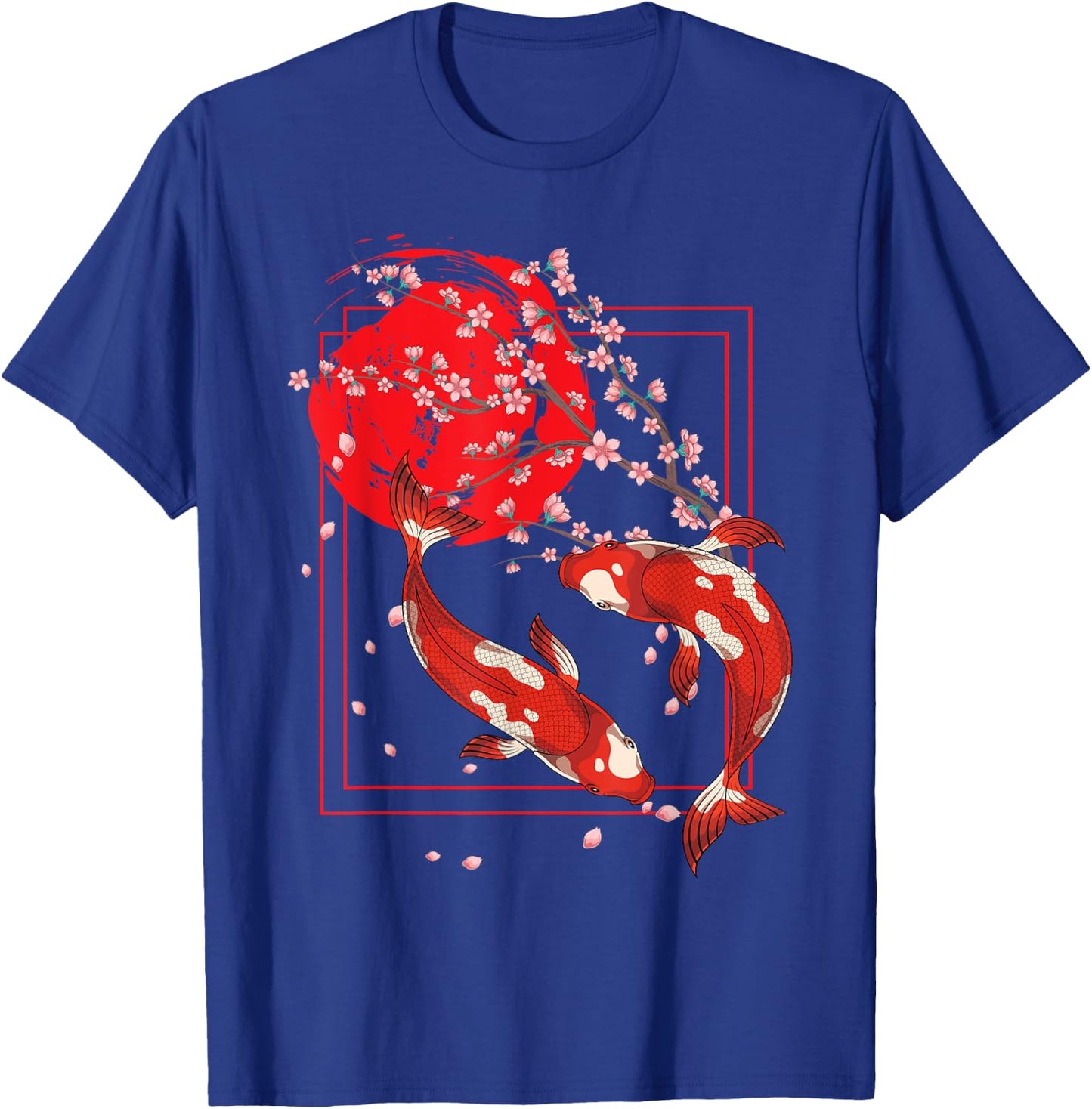 Asian Koi Pond Sakura Cherry Blossom Japanese Fish Koi Carp T-Shirt - T-Shirt | Royal