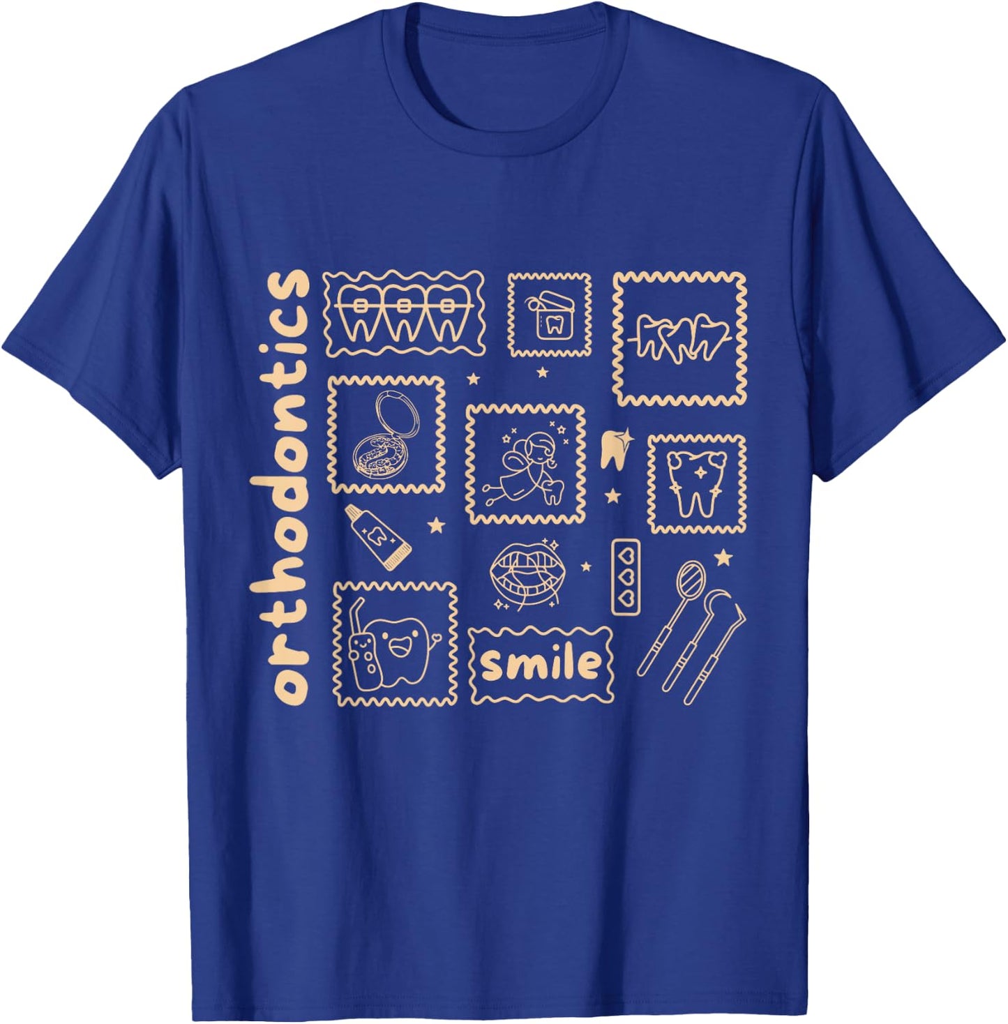 Stamp Coquette Bow Orthodontics Dental Braces Orthodontic T-Shirt - T-Shirt | Royal